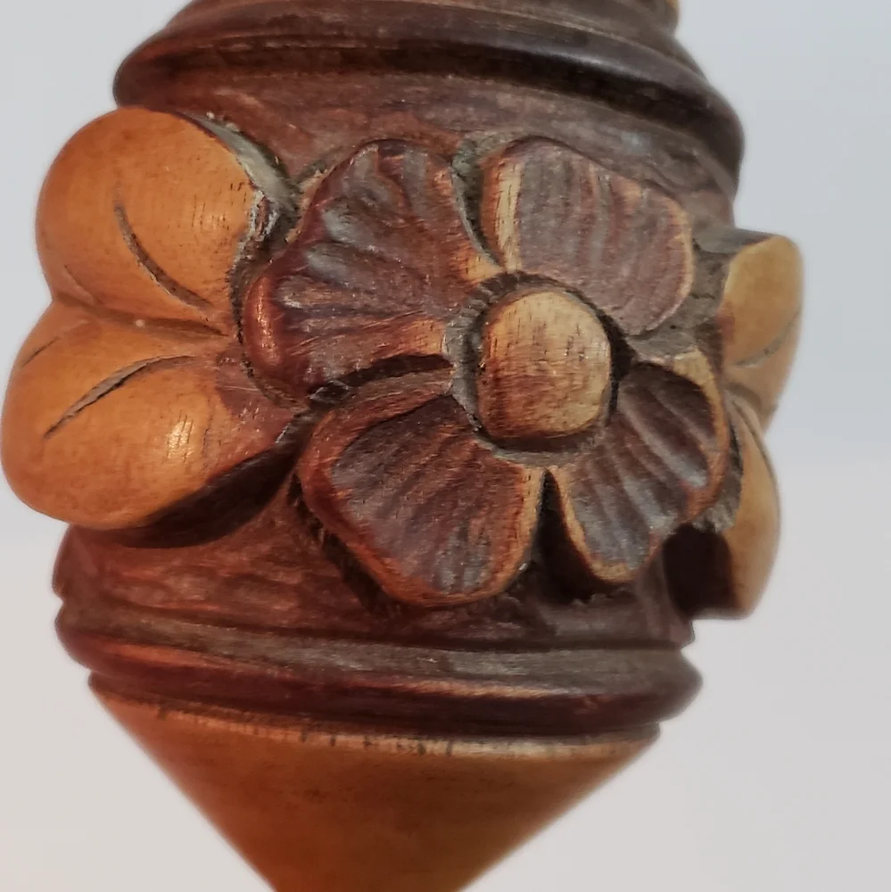 Hand Carved Wooden Vase Folk Art Boho